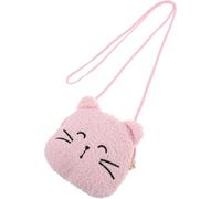 DOITOOL Borsetta in Peluche Rosa a Forma di Gatto per Bambine, Tracolla Leggera e Comoda in Poliestere, per Attività All'aperto e Scuola