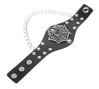 DOITOOL Bracciale Punk in Pu Nero con Teschio e Ragnatela, Regolabile e Confortevole, Accessorio Unico per Halloween Tema Rock per Uomo
