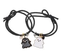 DOITOOL Braccialetti Coppia Cuore Calamita Nero in Lega e Corda Elastica, Morbidi e Accattivanti, per Occasioni Speciali e Uso Quotidiano, Confezione da 2 Pezzi
