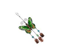DOITOOL Campanelli Eolici in Vetro e Metallo a Forma di Campanello Decorazioni Sospese Verdi per Giardino Balcone e Cameretta Pendenti Artigianali per Esterni e Interni