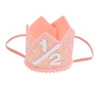 DOITOOL Cappello da Compleanno Corona per 1/2 Anni Rosa Dorato, Copricapo Decorativo Sicuro e Comodo, Accessorio Fotografico per Festa e Ricordi Memorabili