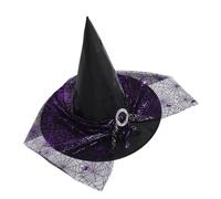 DOITOOL Cappello da Strega Halloween per Donna Ragnatela Viola, Poliestere Leggero e Confortevole, Punta a Cono e Larga per Feste e Celebrazioni