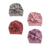 DOITOOL Cappello Design Stampato alla Cotone Ragazzo Ragazza a Forma di Fiore 4 Pezzi e Protezione Delicata la Cute Colore Casuale per 0-2 Anni