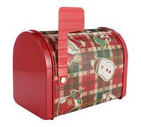 DOITOOL Cassetta Postale Babbo Natale - Creative Iron Box Scatola Latta Natale Regalo Natalizia Cassetta Postale in Ferro Verde 5.12x3.54x3.15 Pollici Contenitore per Caramelle Biscotti Decorazione Na