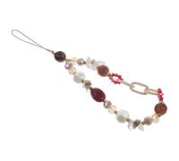 DOITOOL Catena Charm per Telefono Perline Multicolore Rosse | Ccb, Pietra, Alluminio e Cristallo, Decorativa e Resistente alla Rottura, per Viaggio e Ufficio