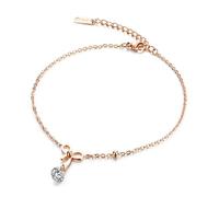 DOITOOL Cavigliera Regolabile e Resistente in Acciaio Inossidabile Donna Fiocco e Zirconi dal Design Creativo e Raffinato per Compleanni, Gioiello alla Caviglia