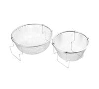 DOITOOL Cestello per Friggere Rotondo in Acciaio Resistente 2 Pezzi da 18Cm e 22Cm con Manico Set Cestelli per Cibo Fritto per Cucina Domestica e Ristoranti