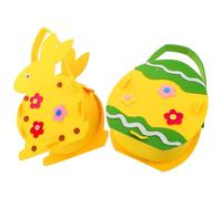 DOITOOL Cestini Pasquali in Feltro 2 Pezzi Coniglietto e Uovo, Sacchetti Portaoggetti Riutilizzabili per Caramelle e Dolci, Borsa Festa Pasqua Fai da Te, Organizer Decorativo per