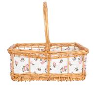 DOITOOL Cestino di Fiori Intrecciato in Vimini, Cestino per Composizioni Floreali, , in Salice e Stoffa, Finitura Fine, per Decorazioni Festive e Confezioni Regalo