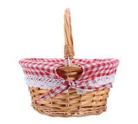 DOITOOL Cesto da Picnic in Rattan Intrecciato Piccolo con Manico Cestino Portaoggetti e Cesto Portafrutta per Esterni Cucina e Mercati Design Traspirante per Frutta e Verdura