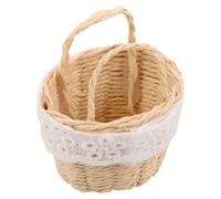 DOITOOL Cesto di fiori in miniatura per casa delle bambole: piccoli cestini in finto rattan intrecciati a mano per scene di gioco per bambole, decorazioni per il paesaggio, accessori