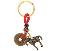 DOITOOL Ciondolo in Ottone per Auto Portachiavi Feng Shui Cinque Monete Dell’imperatore, Accessorio Decorativo Portafortuna da Appendere, Protezione e Prosperità per Viaggi Sicuri