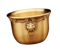 DOITOOL Ciotola Feng Shui in Ottone con Testa di Leone Piccola Bacinella in Rame Massiccio per Offerte e Meditazione Decorazione Elegante per Casa e Ufficio Simbolo Tradizionale di