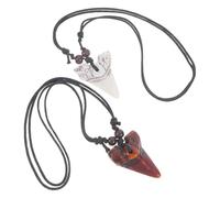 DOITOOL Collana da Uomo Ciondolo in Resina a Forma di Dente di Squalo, Set da 2 Pezzi Bianco e Marrone, Regolabile, Leggero e Resistente, per Surfisti e Vacanze al Mare