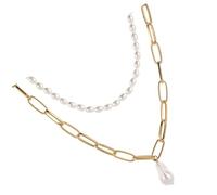 DOITOOL Collana Donna Pendente Perla Barocca Vintage in Lega Elegante Design Catena a Clavicola per Eventi Speciali e Serate tra Amiche