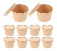 DOITOOL Coppette di Carta per Resistenti e Lisce al Tatto da 8oz Coperchio Set da 10 per Dessert e Attività