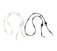 DOITOOL Cordino per Occhiali Perle 2 Pezzi Nero e Bianco Catena per Appendere Occhiali Resistente e Decorativa per Sport Escursionismo Corsa