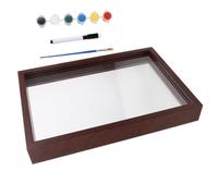 DOITOOL Cornice per Impronte Mani Famiglia Marrone 4 Fogli Acrilici | MDF e Vetro Acrilico Trasparente, Pittura Inclusa e Chiodi senza Tracce, per Attività Insieme e Compleanni
