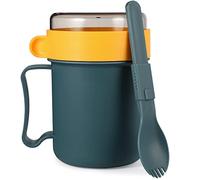 DOITOOL Crunch Cup - Tazza portatile per cereali da colazione, con coperchio e cucchiaio, contenitore per alimenti per cereali, yogurt, farina d'avena e zuppa, colore: blu