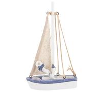 DOITOOL Decorazione Barca in Legno con Vela e Ancora in Modello Artigianale Resistente e Chic per Ufficio e Casa Stile Marino e Naturale