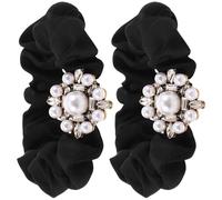 DOITOOL Elastici per Chioma 2 Pezzi Neri con Cristalli e Perline, Design Elegante e Metallo Comodi e Decorativi per Chioma Spessi per Occasioni Quotidiane