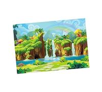 DOITOOL Elegante Sfondo A Tema Cartone Animato 1 Pezzo - Cascata Nella Giungla Arcobaleno Sfondo Per Studio Fotografico Vinile Design Portatile
