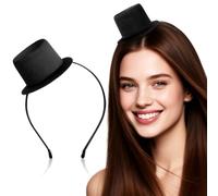 DOITOOL Fascia per Capelli a Mini Cappello a Cilindro Nero, Accessorio per Costume da Domatore di Circo Anni '20, Cerchietto per Capelli da Tea Party, Fascinator per Cosplay, Matrimoni, Natale