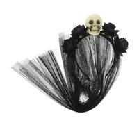 DOITOOL Fascia per Chioma Gotica Velo a Teschio per Halloween, Copricapo Cosplay Donna e Ragazza, Accessorio Decorativo per Feste a Tema, Fascia Messicana Corona di Fiori