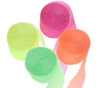 DOITOOL Festoni di Carta Crespa Fluorescenti 4 Pezzi per Decorazioni di Feste al Buio Pezzi Colorati Arancione Verde Rosa e Giallo per Addobbi Fai da Te di Halloween e Compleanni