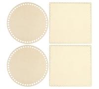 DOITOOL Fondo Borsa in Legno per Uncinetto 4 Pezzi, Basi Rotonde e Quadrate per Intreccio di Cesti e Progetti Manuali