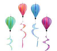 DOITOOL Girandole Eoliche a Spirale Palloncini Colorati 4 Pezzi, Decorazioni da Giardino e Cortile per Esterni, Ornamenti Pendenti a Forma di Mongolfiera per Feste e Spazi all’Aperto