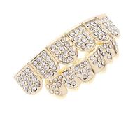 DOITOOL Grills Dentali Hip Hop in Rame Dorato Strass, Set 1 Pezzo Leggero e Resistente per Feste e Performance di Moda e Cultura Rapper