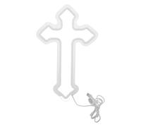 DOITOOL Luce a croce al neon a LED: decorazione religiosa da appendere alla parete - insegna al neon bianco caldo per sale di preghiera, spazi spirituali - lampada a croce in acrilico per la chiesa di
