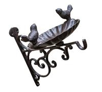 DOITOOL Mangiatoia e Bagno per Uccelli in Ghisa Resistente Staffa da Parete Rustproof per Giardino con Supporto Appendere Ciotola Cibo Integrata per Piccoli Volatili Decorazione Esterna