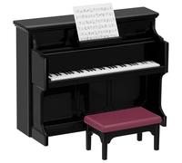 DOITOOL Mini Pianoforte per Casa Delle Bambole con Sgabello E Spartito: Pianoforte Verticale in Miniatura in Scala 1:12, Piccoli Mobili per Micro Paesaggi, Giardino Delle Fate, Decorazioni Musicali