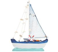 DOITOOL Modellino di Barca a vela in legno mediterraneo di grande formato, decorazione per ufficio vintage in conchiglia, ornamento nautico per salotto e spazio di lavoro, modello artigianale