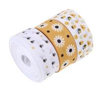 DOITOOL Nastro Decorativo in Poliestere a Tema Fattoria Motivo Margherita, 3 Pezzi da 2,2 Cm per Confezioni Regalo e Artigianato Primaverile Rustico