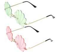 DOITOOL Occhiali da Sole Divertenti da Donna Decorazione Conchiglia, Set 2 Pezzi Colorati Montatura Dorata, Accessorio Moda per Feste, Shopping e Uso Quotidiano