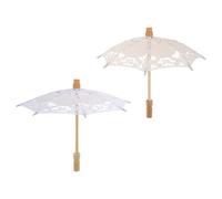 DOITOOL Ombrello Parasole in Pizzo Vintage 2 Pezzi Mini Ombrello da 12” con Ricami Floreali Accessorio Decorativo per Matrimonio Tea Party e Fotografia Nuziale