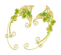 DOITOOL Orecchini Ear Cuff Donna Polsini Auricolari Non Piercing Verde Vintage Handmade Clip Ear Cuff per Feste Cosplay e Matrimoni, Gioielli delle Fate Regalo Elegante