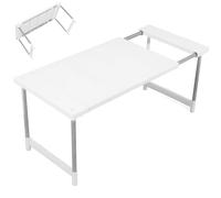 DOITOOL Organizer Cucina Allungabile Doppio Ripiano in Acciaio Inossidabile e Pp, Struttura Robusta Salvaspazio per Riporre Microonde e Spezie