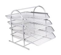 DOITOOL Organizer da Scrivania in Rete Argento Portadocumenti e Schedario Ufficio Supporto Pratico per Cartelle e Folder Compatto per Casa e Scuola