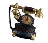 DOITOOL Orologio da Tavolo Vintage in Resina con Design Telefono retrò Decorazione Casa e Ufficio Riproduzione Fotografica Dorato Decorazione Scrivania Stile Antico