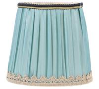 DOITOOL Paralume Copri Lampada Vintage Plissettato Motivo Ricamato Blu e Nero, Paralume Soffitto in Lino Verde Frange, per Plafoniera Soggiorno