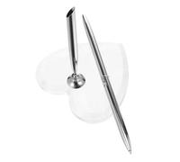 DOITOOL Penna da Firma con Base Cuore in Acrilico Penna a Sfera in Metallo Argento per Matrimoni Feste Lauree e Ricevimenti Elegante e Stabile per Libro degli Ospiti