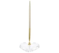 DOITOOL Penna Firma Matrimonio con Base Cuore in Acrilico Trasparente Penna Sfera in Metallo Dorata per Libro Ospiti per Nozze Lauree Anniversari e Ricevimenti
