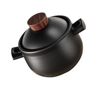 DOITOOL Pentola in Ceramica Nero da 2.5l Resistente al Calore, Non Facile da Rompere, Casseruola per Stufati per Cucina a Fuoco Diretto