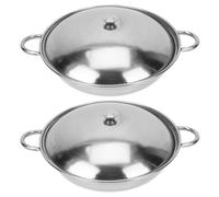 DOITOOL Pentole in Inossidabile Riscaldamento Rapido Set 2 Spesse Doppia Maniglia per Cottura Hot Pot e Pentola Secca