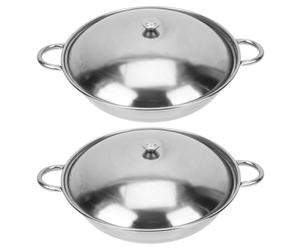 DOITOOL Pentole in Inossidabile Riscaldamento Rapido Set 2 Spesse Doppia Maniglia per Cottura Hot Pot e Pentola Secca