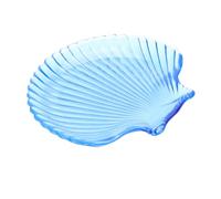 DOITOOL Piatto Frutta in Vetro Trasparente con Dorato Design Blu Elegante Vassoio per Dessert e Insalate per Feste e Uso Quotidiano